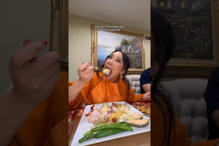 Eating a Thanksgiving feast