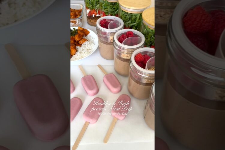 Healthy Meal Prep😍 100G+ protein per day! Link to full recipes⬆️ #mealprep #healthyrecipes