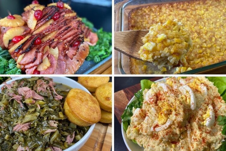 FULL EASTER DINNER! ✝ Potato Salad, Pineapple Ham, Corn Pudding, Yeast Rolls, Lamb Chops, Collards