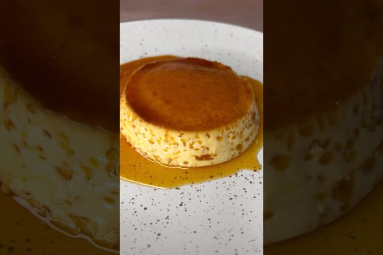 Flan de Caramelo con solo 4 ingredientes 🍮 #receta #postre #flan #quesillo