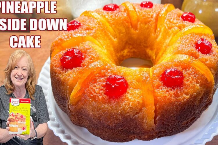 PINEAPPLE UPSIDE DOWN CAKE Made Easy Using Box Cake Mix