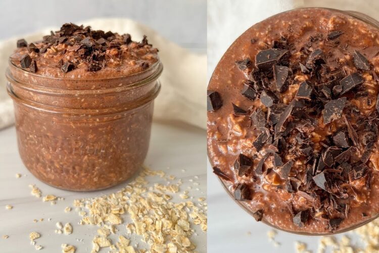 Healthy Chocolate Fudge Overnight Oats — 4 Ingredients Only! #healthy #shorts