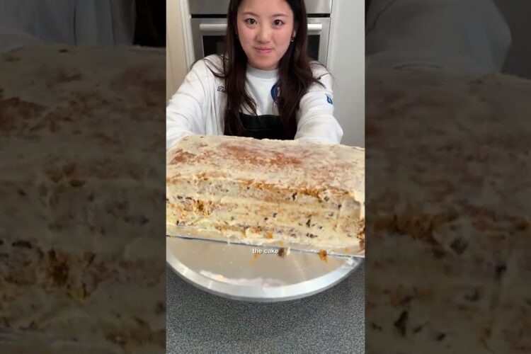 assembling my favorite carrot cake