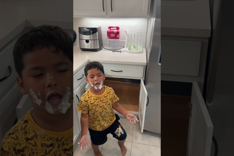 Son eats all the birthday cake then hides from mom and dad #shorts