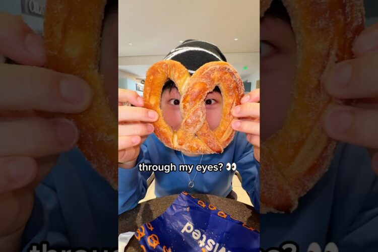 MASSIVE cinnamon pretzel in 2 bites #short