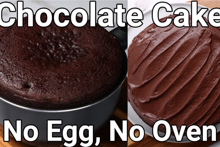 No Egg No Oven Chocolate Cake Recipe in Cooking Pan on Stove Top | Moist & Soft Choco Cake Frosting