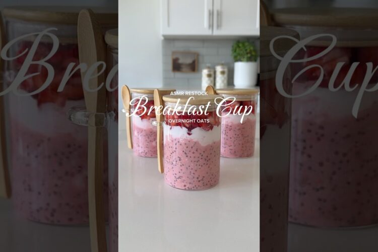 Breakfast Cup Restock 🍓#asmrrestock #amazonfinds2025 #breakfastideas #overnightoats