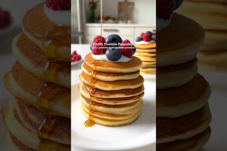 Fluffy Protein Pancakes without Protein Powder😍 #breakfastrecipes #healthyrecipes #highprotein