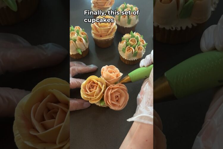 Buttercream Floral cupcakes piping tutorial #cupcake #cakedecorating #shorts