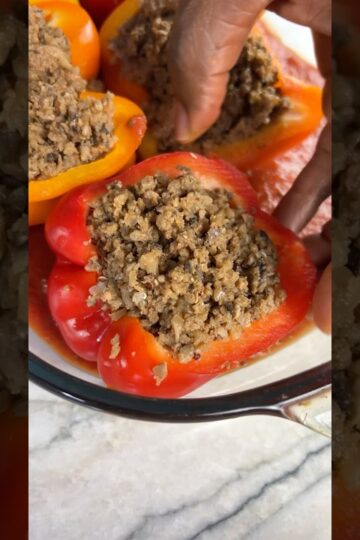 Vegan Stuffed Peppers- Plant-based Sausage Oil Free, Gluten Free