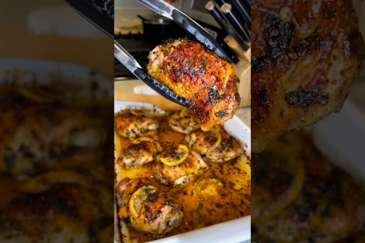 Lemon Chicken - Bake for 40min @ 400 degrees. Broil for 5min. #chicken#food#mealprep#easyrecipe#fyp