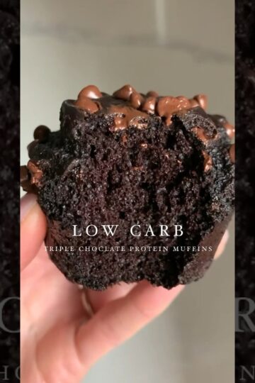 LOW CARB Triple Chocolate Protein Muffins #proteindessert #lowcarb #paleo #ketobread #keto #easy