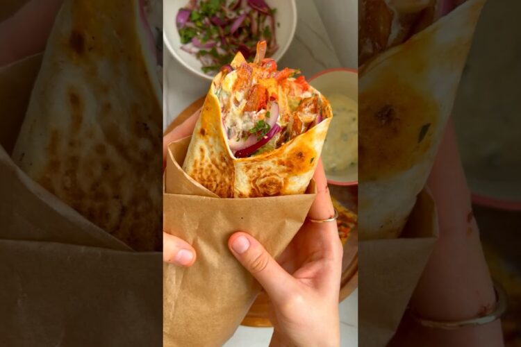 Chicken Shawarma Wrap with Garlic Sauce & Fries | Better Than Takeout! 🌯🔥
