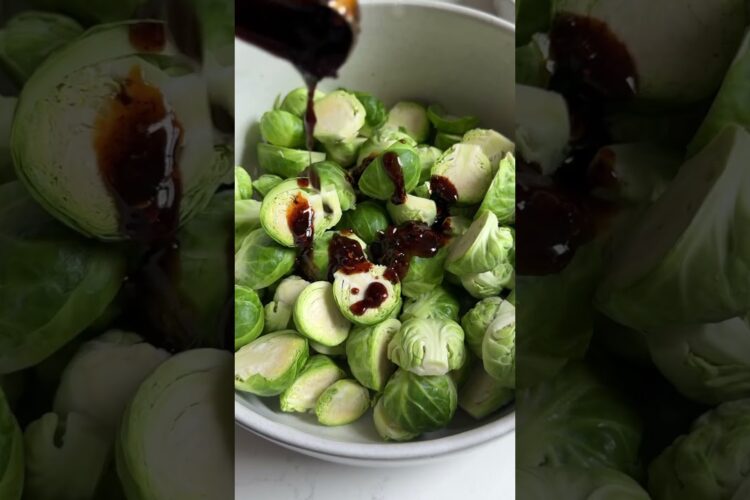 #spicy roasted #brusselssprouts with chili crisp and parmesan for a unique #thanksgiving side dish