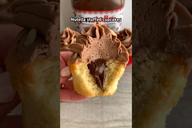 How to make the best Nutella cupcakes ever #easyrecipe #cake #baking #shorts