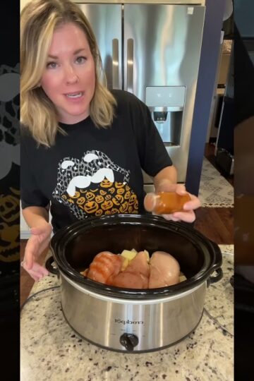 Crock pot buttery onion chicken with potatoes #crocktober #crockpot