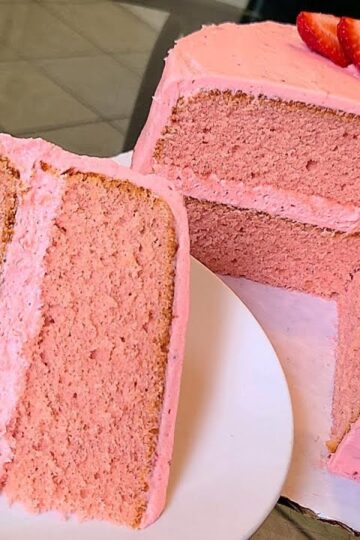 Strawberry Supreme Layer Cake from scratch | 2 layers of strawberry cake with a strawberry frosting