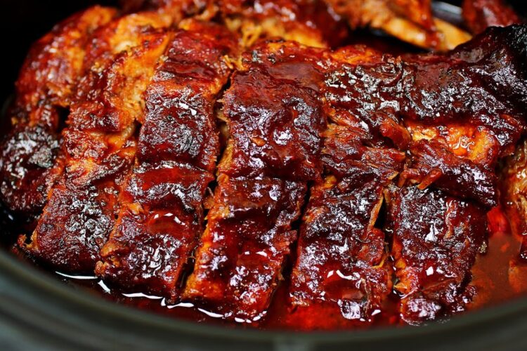 Super Easy Slow Cooker Ribs - Fall Off The Bone BBQ Ribs Recipe