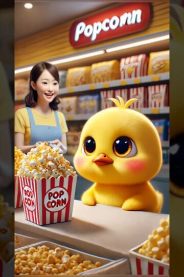 The Little Duck's Popcorn Surprise!#shorts #duck #cute #cuteanimals #cartoon