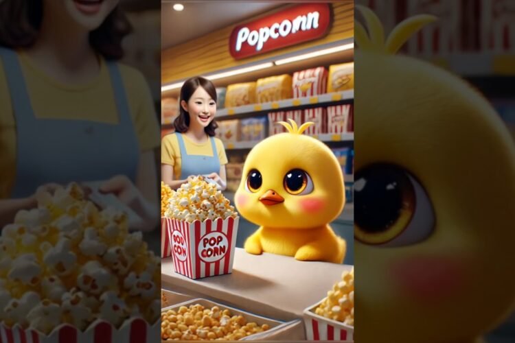 The Little Duck's Popcorn Surprise!#shorts #duck #cute #cuteanimals #cartoon