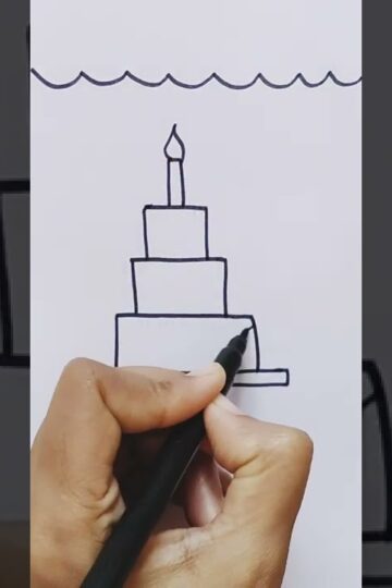 Cake Drawing | Easy Cake Shorts | Birthday Cake #shorts #cakedrawing