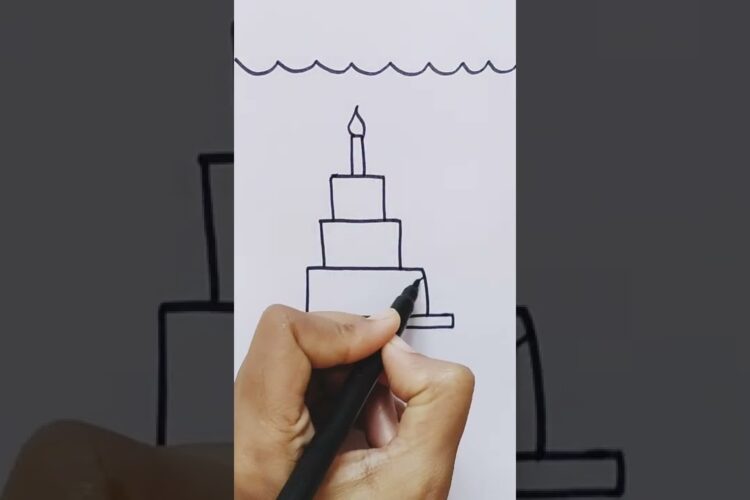 Cake Drawing | Easy Cake Shorts | Birthday Cake #shorts #cakedrawing
