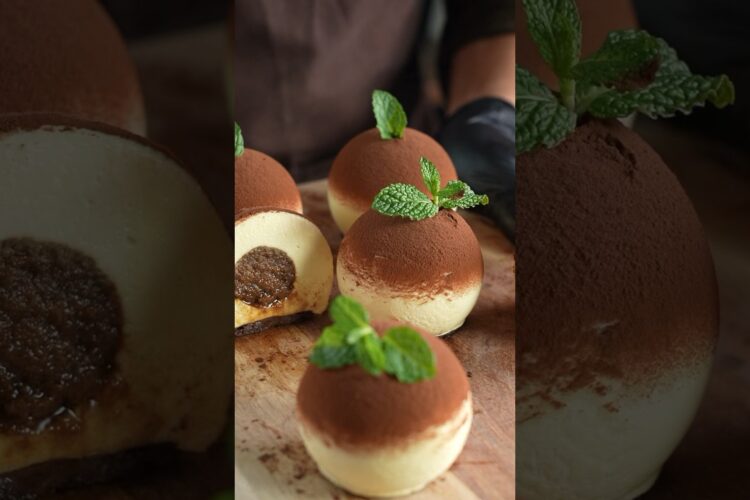 Spherical tiramisu mousse cake 球体のまん丸ティラミスムースケーキ #asmr #shorts #tiramisu #cooking #recipe