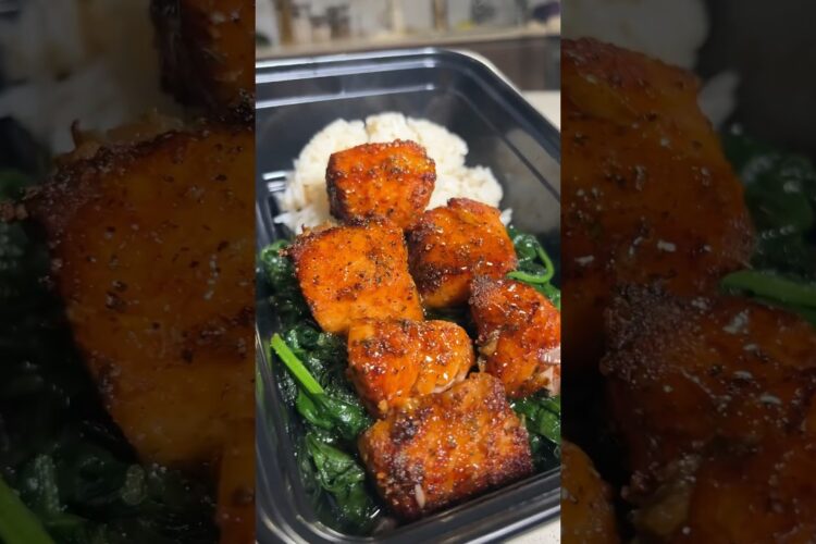 Honey lemon pepper salmon bites are so quick and easy. Oven or air fryer friendly #recipe #salmon