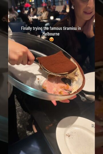 People are being served a piece of tiramisu at Grill Americano in Melbourne!