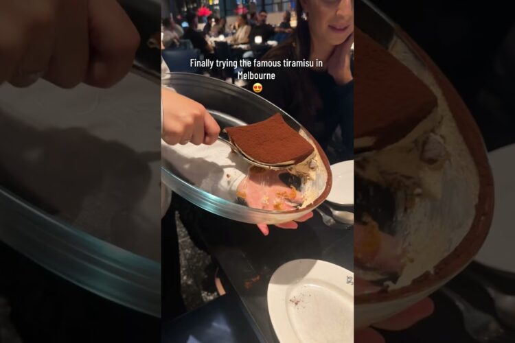 People are being served a piece of tiramisu at Grill Americano in Melbourne!
