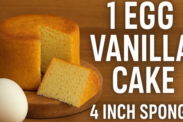 One Egg Vanilla Cake | 4-Inch Mini Cake Recipe for Two