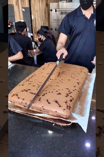 Giant Chocolate Cake Cutting