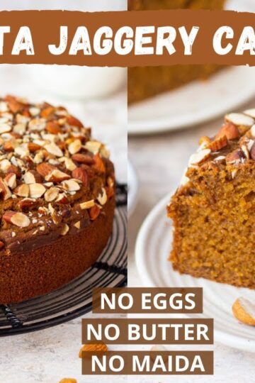 Eggless Atta Cake With Jaggery | No White Sugar, No Egg, No Butter, No Maida | Whole Wheat Cake