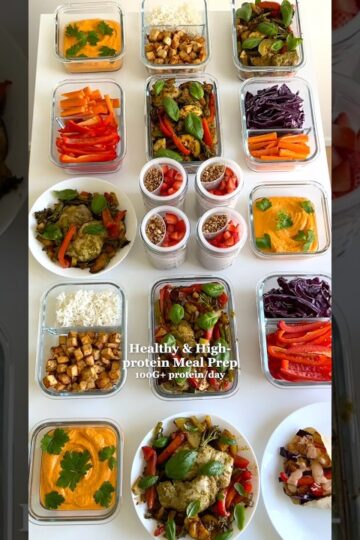 Healthy & High-protein Meal Prep😋 100g+ Protein/Day😍 Link to Full Recipes⬆️ #mealprep #highprotein