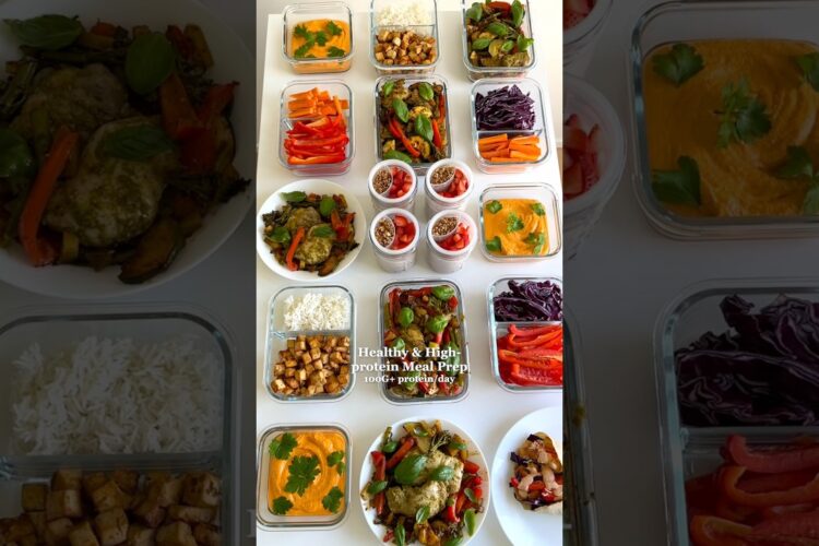 Healthy & High-protein Meal Prep😋 100g+ Protein/Day😍 Link to Full Recipes⬆️ #mealprep #highprotein