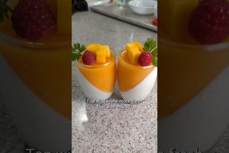 🥭 Mango Panna Cotta 🤍 #dessert #recipe #mango