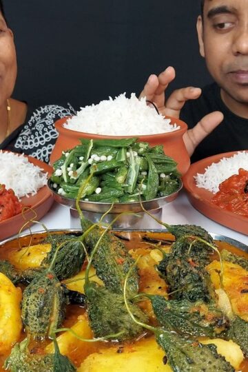 HEALTHY FOOD EATING WITH MY MOTHER , VEGETABLE CURRY MUKBANG